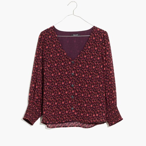 Madewell Tops - Madewell Dark Floral V-Neck Blouse